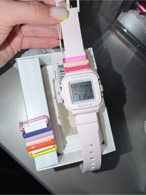 Casio Baby-G Light Pink Digital Watch with Colorful Bead Accents